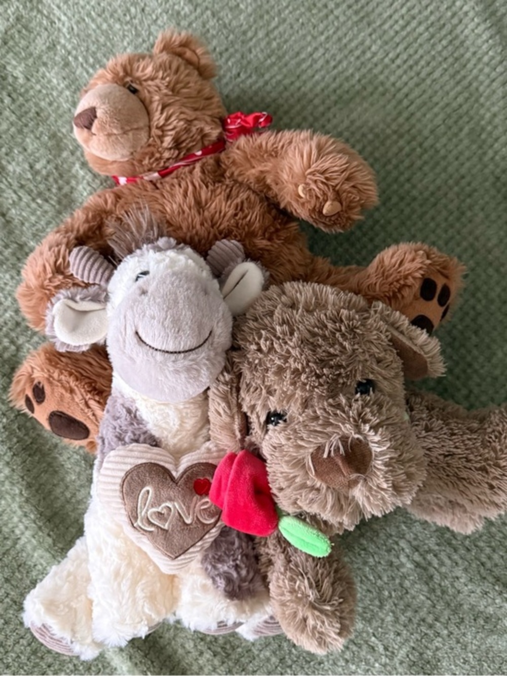 Plush Stuffed Animal Trio - Brown & Cream Teddy Lamb Puppy